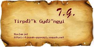 Tirpák Gyöngyi névjegykártya